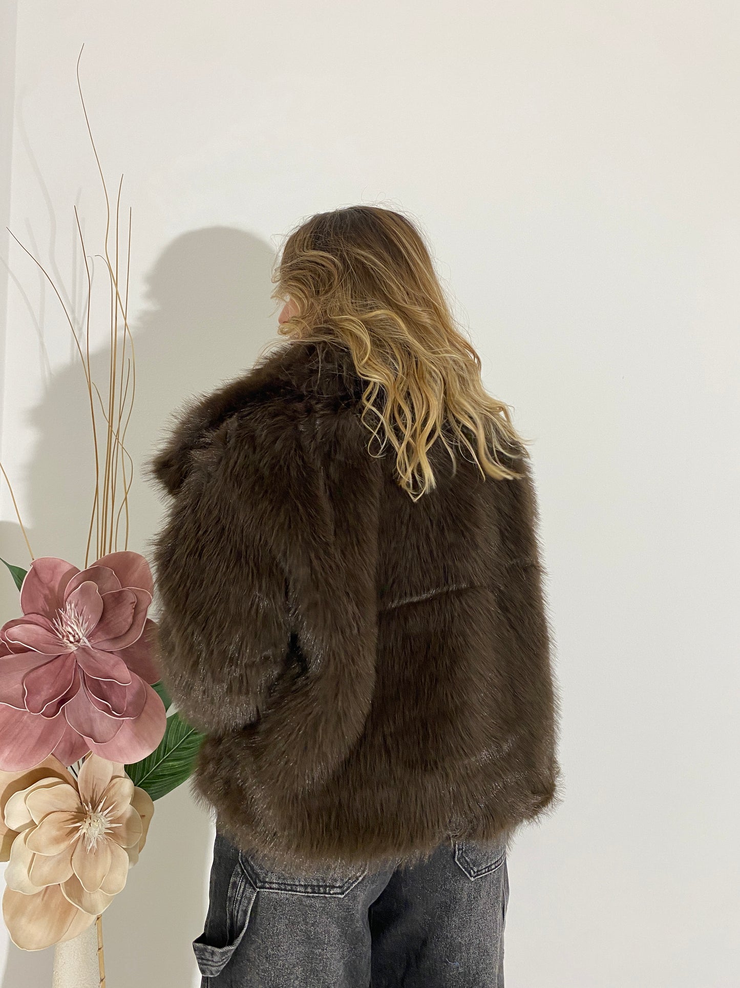 Eco-pelliccia volpe marrone