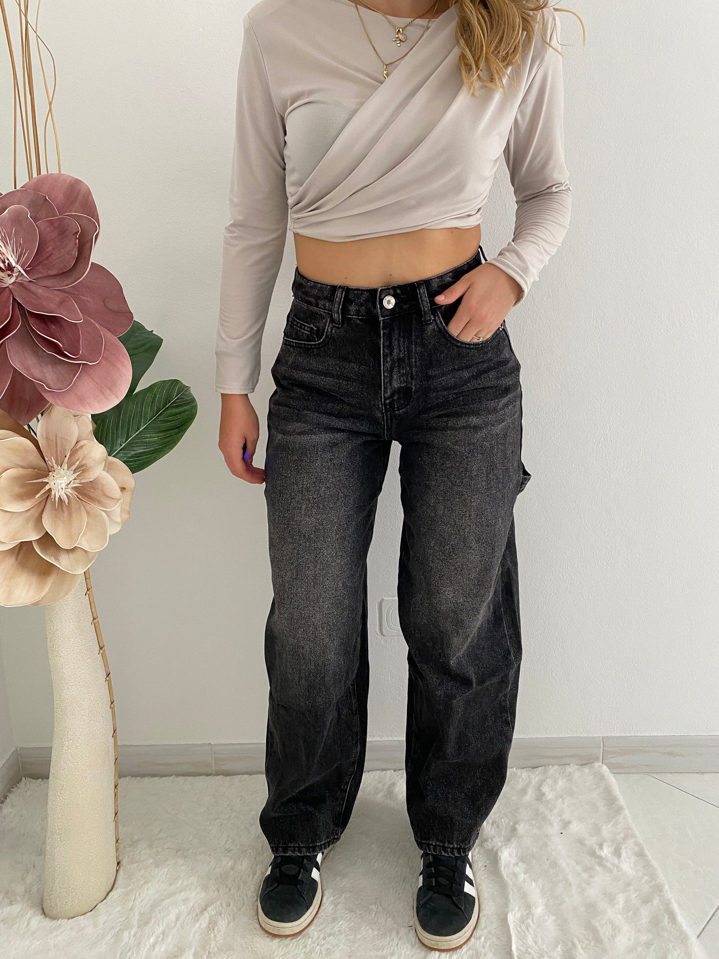 Jeans mom fit nero