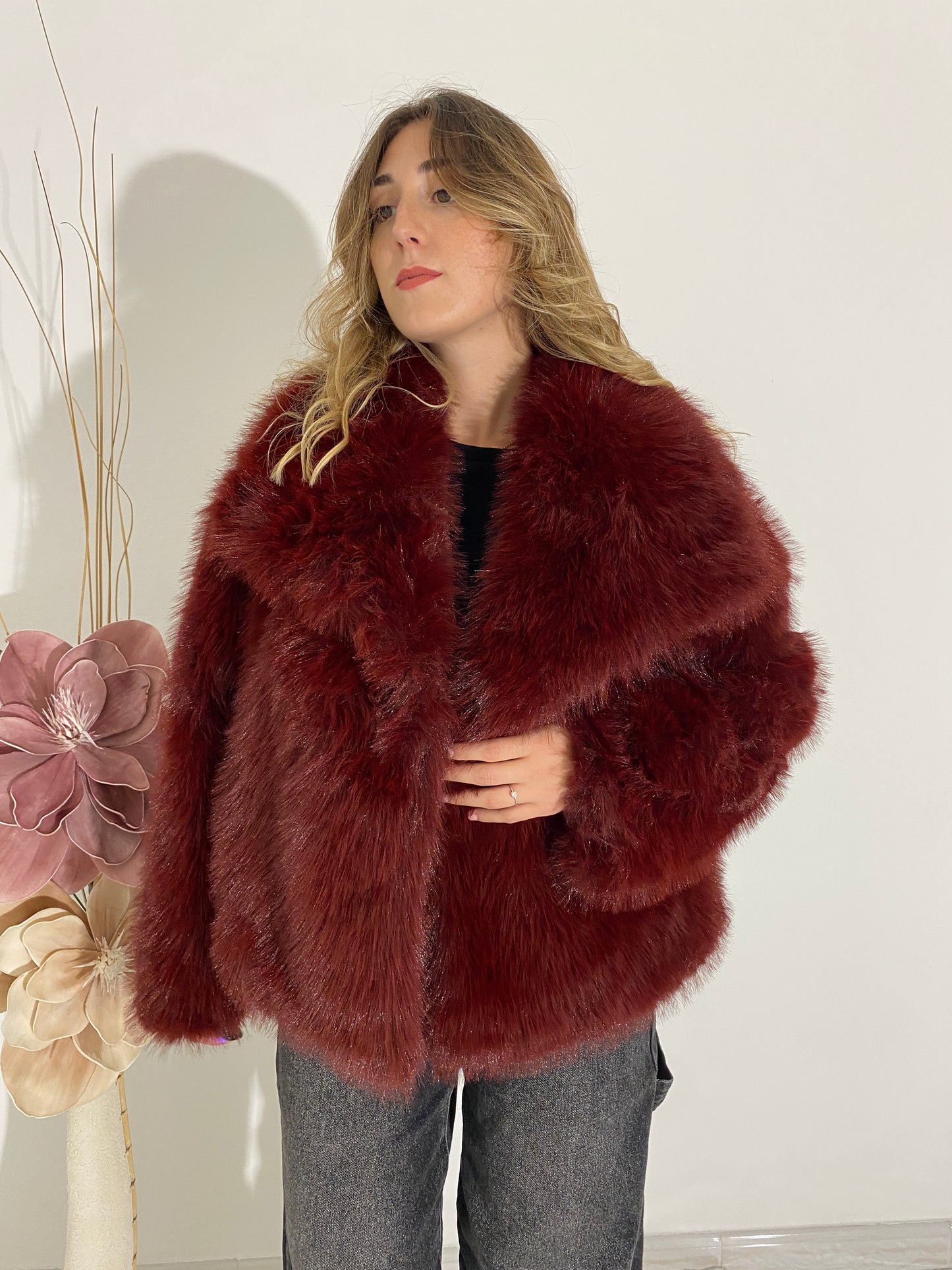 Eco-pelliccia volpe bordoux