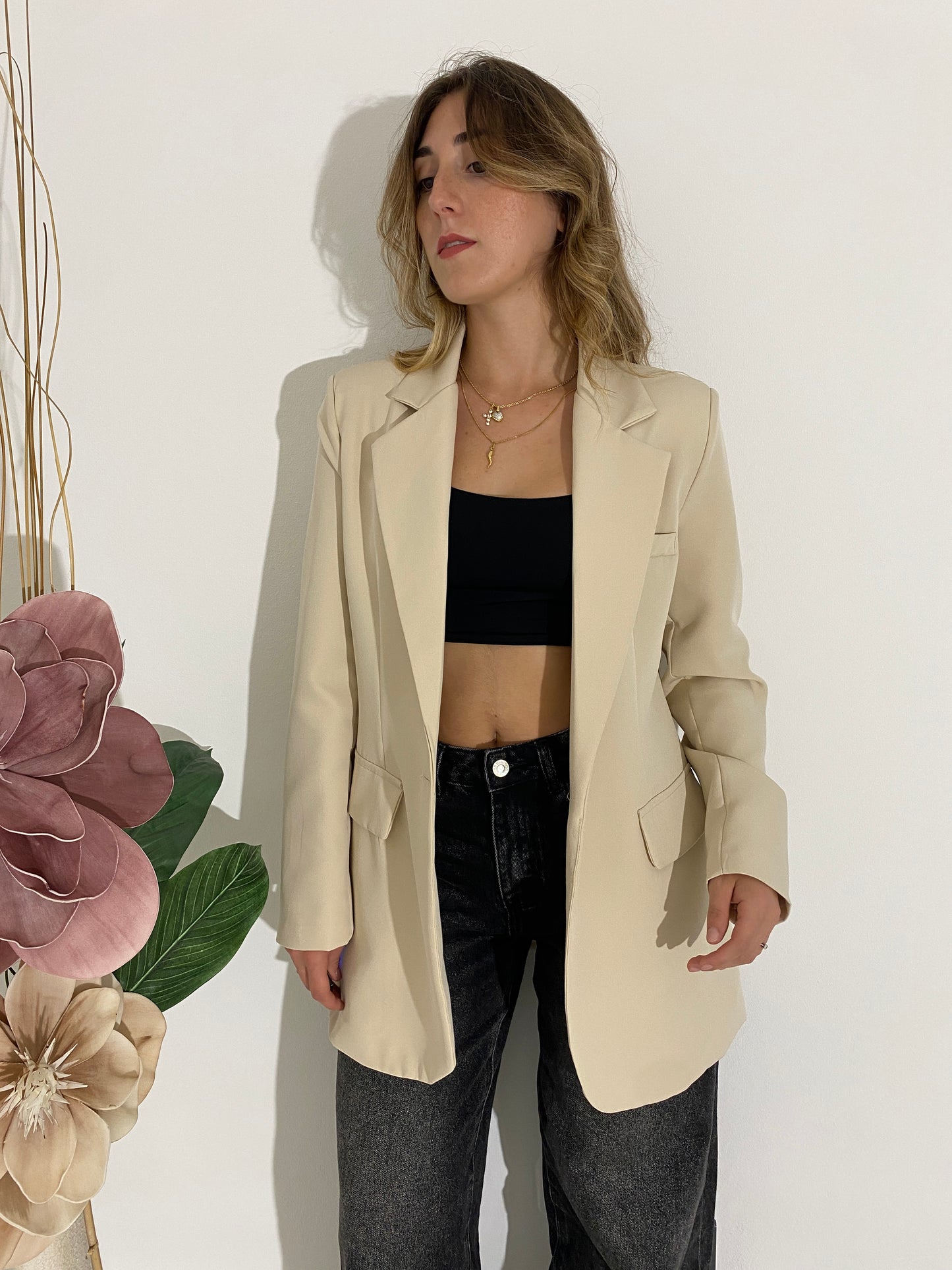 Blazer bottone singolo beige