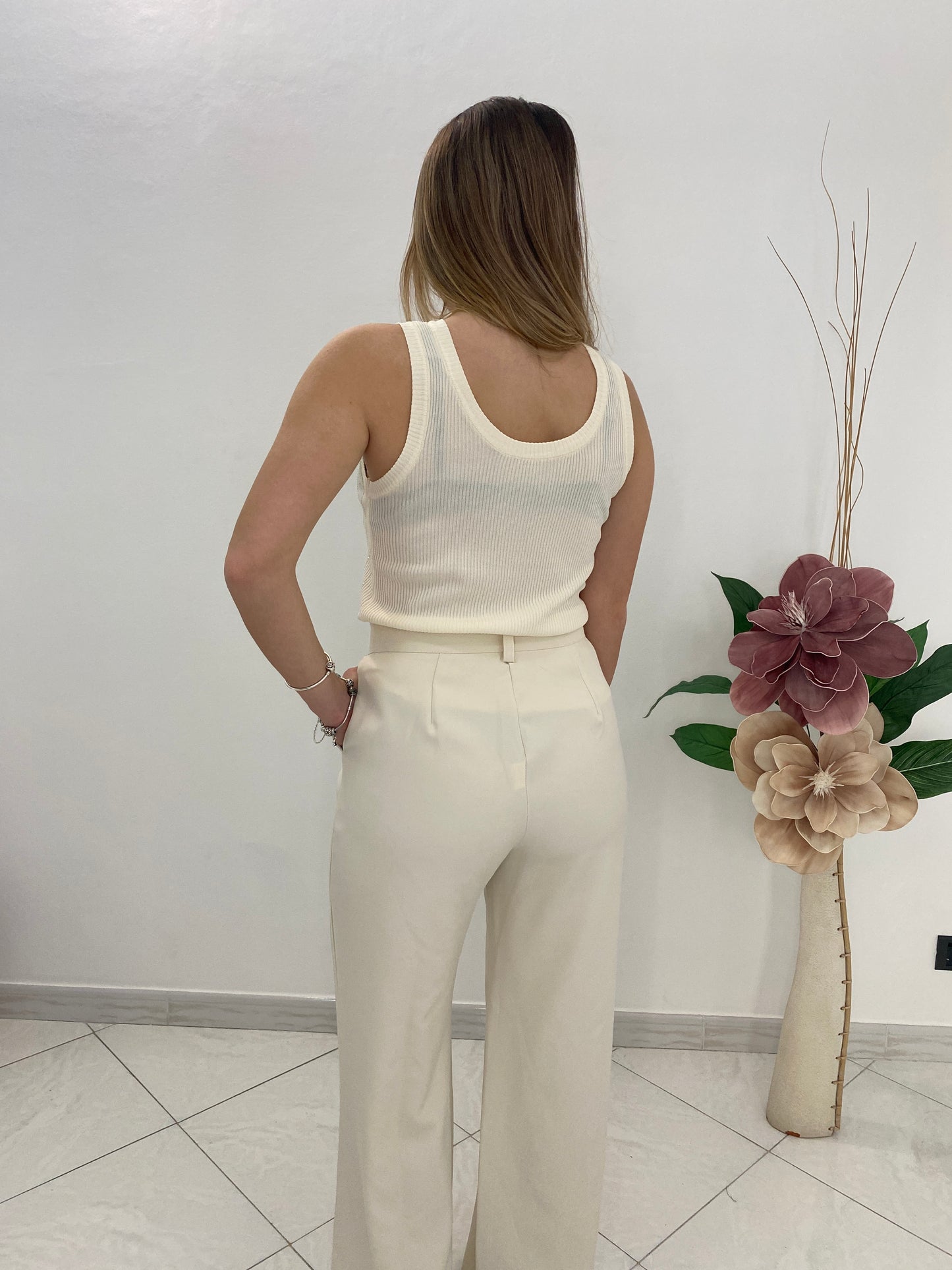 Canotta Strass Panna