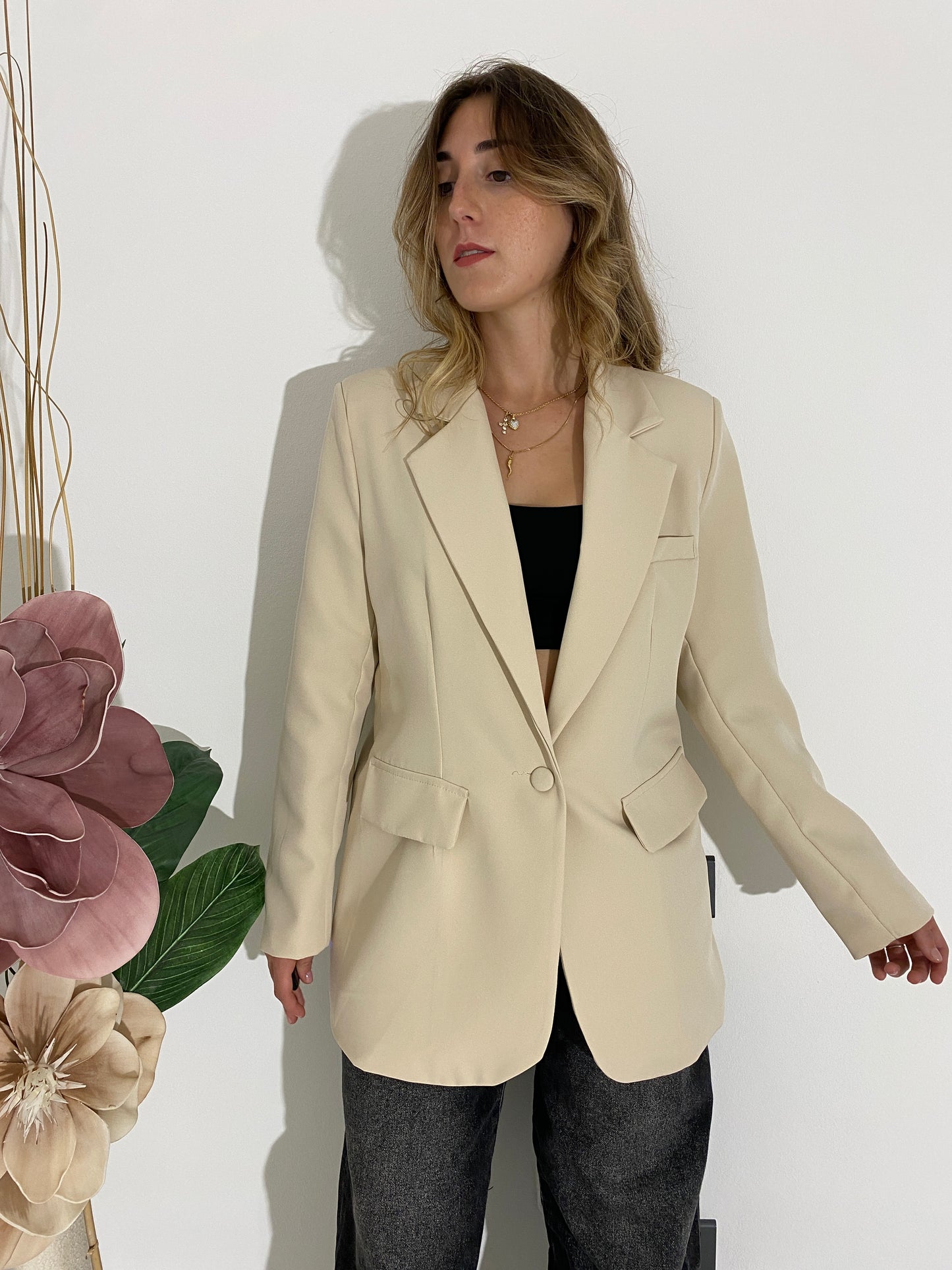 Blazer bottone singolo beige