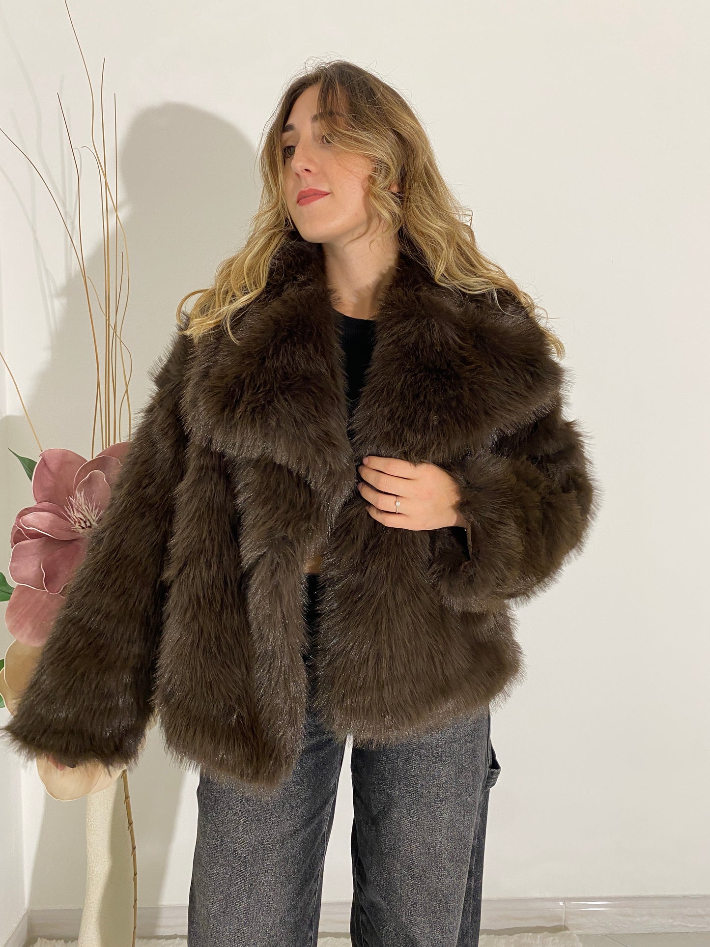 Eco-pelliccia volpe marrone