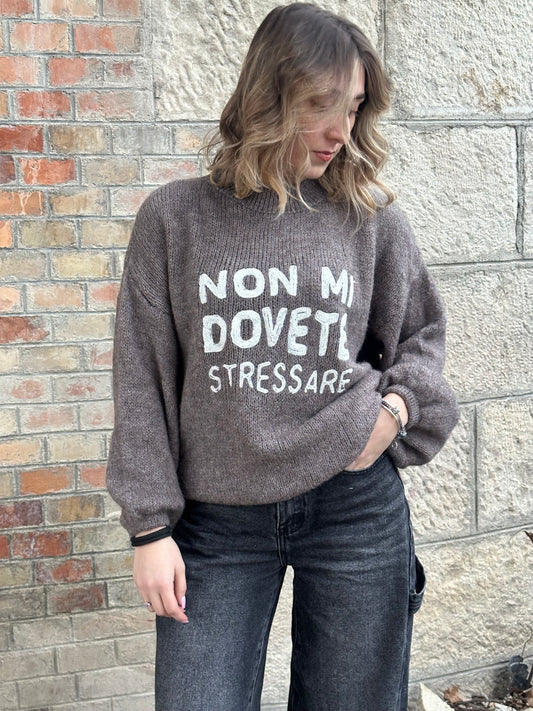 MAGLIONE GRIGIO “NON MI DOVETE STRESSARE
