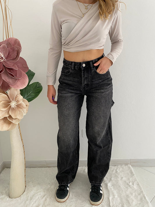Jeans mom fit nero