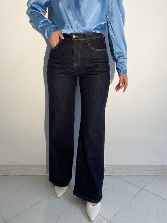 Jeans wide leg blu