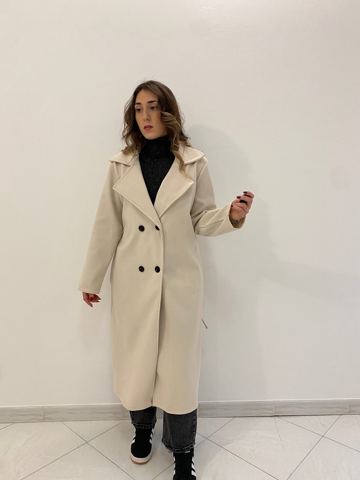 Cappotto 4 bottoni panna