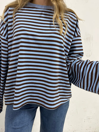 MAGLIA RIGATA CELESTE