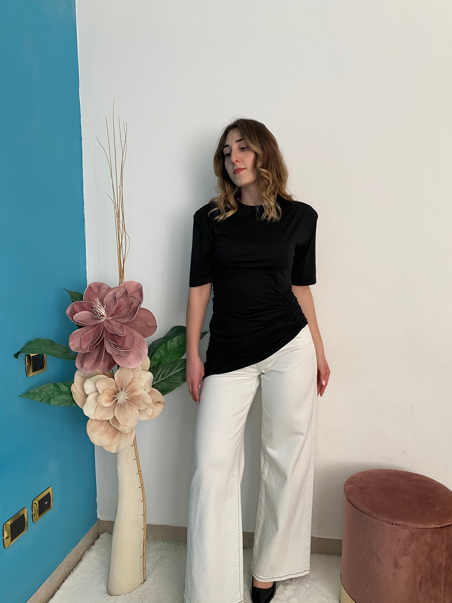 T-SHIRT DRAPPEGGIO LATERALE