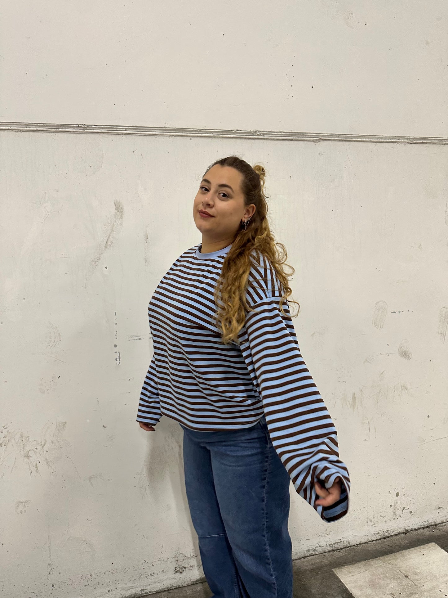 MAGLIA RIGATA CELESTE