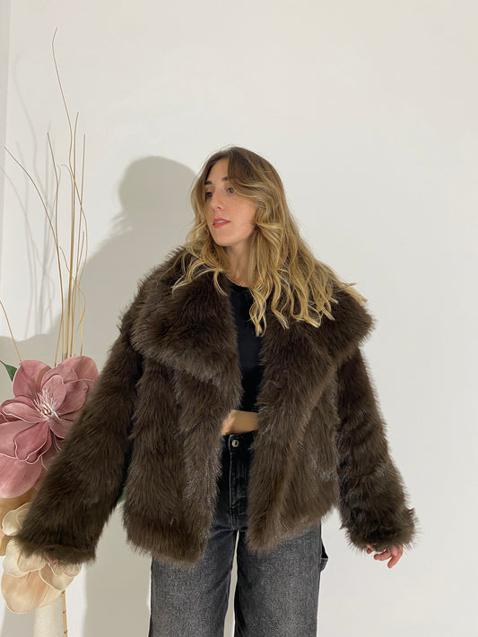 Eco-pelliccia volpe marrone